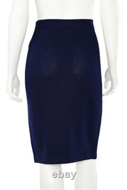 St John Collection 2Pc Navy Skirt Suit sz 4 Navy Blue Textured Jacket Skirt Set