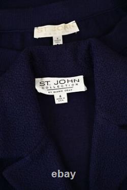 St John Collection 2Pc Navy Skirt Suit sz 4 Navy Blue Textured Jacket Skirt Set