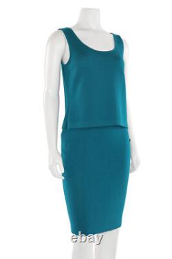 St. John Collection 2Pc Santana Knit Shell / Top & Skirt Set in Teal sz P/4