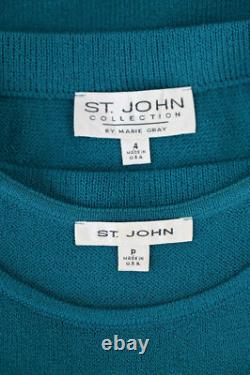 St. John Collection 2Pc Santana Knit Shell / Top & Skirt Set in Teal sz P/4