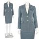 St. John Collection 2pc Skirt Suit Sz 2 Light Blue/gray Herringbone Jacket Skirt