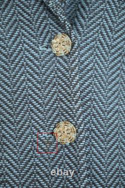 St. John Collection 2Pc Skirt Suit sz 2 Light Blue/Gray Herringbone Jacket Skirt