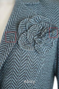 St. John Collection 2Pc Skirt Suit sz 2 Light Blue/Gray Herringbone Jacket Skirt