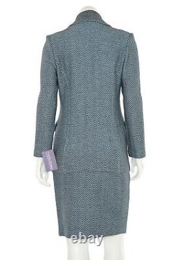 St. John Collection 2Pc Skirt Suit sz 2 Light Blue/Gray Herringbone Jacket Skirt