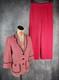 St. John Collection 2ps Suit Jacket 8 Pants S Pink Knit Black Button & Trim Euc