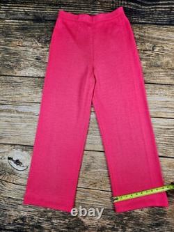 St. John Collection 2Ps Suit Jacket 8 Pants S Pink Knit Black Button & Trim EUC