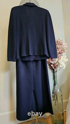 St. John Collection 2pc Skirt Knit Suit Navy with Gold Buttons Sz 12/14