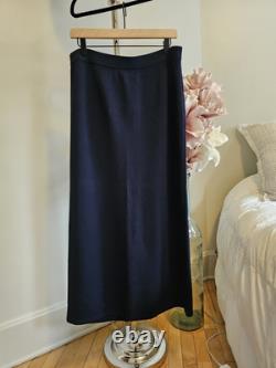 St. John Collection 2pc Skirt Knit Suit Navy with Gold Buttons Sz 12/14