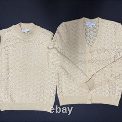 St John Collection 2pc Sweater Set Knit Beige Sz S