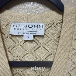 St John Collection 2pc Sweater Set Knit Beige Sz S
