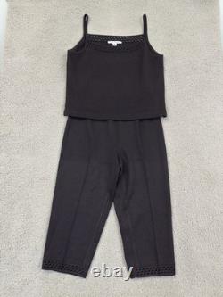 St. John Collection Black Santana Knit 2 PC Set Wide Leg Pants Sz 4 Tank Sz Med