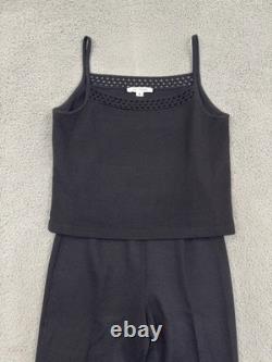 St. John Collection Black Santana Knit 2 PC Set Wide Leg Pants Sz 4 Tank Sz Med