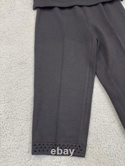 St. John Collection Black Santana Knit 2 PC Set Wide Leg Pants Sz 4 Tank Sz Med