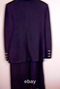 St John Collection Black Santana Knit Crystal Button Pants Jacket Suit Set Sz 8