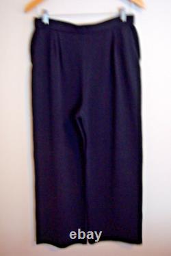 St John Collection Black Santana Knit Crystal Button Pants Jacket Suit Set Sz 8