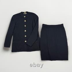 St John Collection Black Santana Knit SET Skirt & Jacket Womens Size 2 Gold