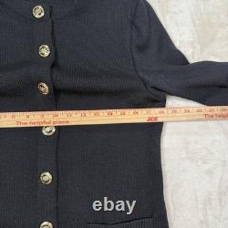 St John Collection Black Santana Knit SET Skirt & Jacket Womens Size 2 Gold