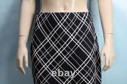 St John Collection Black White Jacket Skirt M L Size 8 10 2pc Suit Ruffled Plaid
