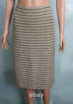 St John Collection Black White Jacket Skirt XL Sz 16 14 2pc Suit Silver Shimmer