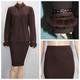 St. John Collection Brown Jacket Skirt L Sz 10 8 2pc Suit Buttons Studs Fur Trim