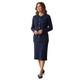 St. John Collection Dress Jacket Set Womens 10 12 Navy Ribbed Knit Gold Buttons