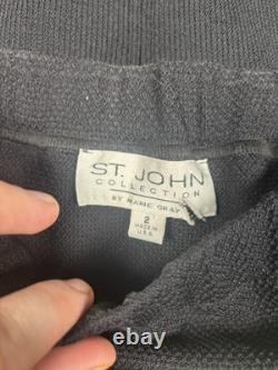 St John Collection Dress Womens Size 4 2 Black Santana Knit Belted Career Set