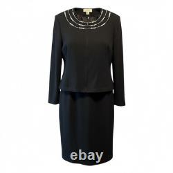 St. John Collection Evening Santana Knit 2-Piece Dress & Zip Jacket Set Size 16