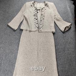 St John Collection Jacket Dress Set Womens 4 Knit Embellished Made in USA SP08