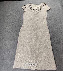 St John Collection Jacket Dress Set Womens 4 Knit Embellished Made in USA SP08