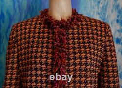 St John Collection Jacket Skirt Size 14 12 Purple Yellow 2pc Fringe Multicolor