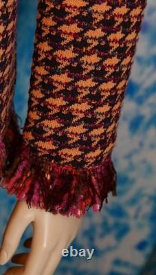 St John Collection Jacket Skirt Size 14 12 Purple Yellow 2pc Fringe Multicolor