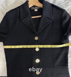 St. John Collection Jacket with Skirt Set Gold Button Navy Blue SZ 4