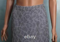 St. John Collection Knit Blue Black Jacket Skirt L Size 14 12 Zipper Collared