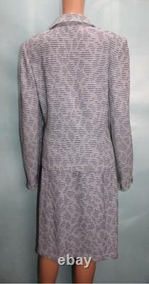 St. John Collection Knit Blue Black Jacket Skirt L Size 14 12 Zipper Collared