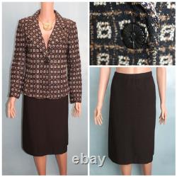 St John Collection Knit Brown Jacket Skirt L Size 12 10 2pc Suit Button Multi St John Collection Knit Brown Jacket Skirt L Size 12 10 2pc Suit Button Multi