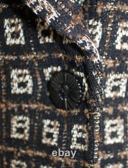 St John Collection Knit Brown Jacket Skirt L Size 12 10 2pc Suit Button Multi