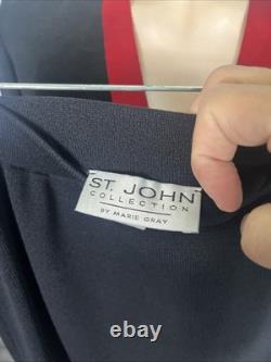 St. John Collection Knit Cardigan & Skirt Women's Large Black/Red Size Small/4