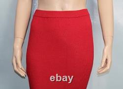 St. John Collection Knit Red Jacket Skirt L Size 12 10 2pc Suit White Black Trim