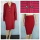 St. John Collection Knit Red Long Jacket Skirt Xl 14 16 2pc Suit Buttons Pockets
