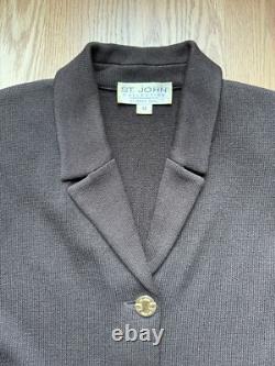 St. John Collection Knit Skirt Suit With Blazer Women's Size 12 Brown Stretchy St. John Collection Knit Skirt Suit With Blazer Women's Size 12 Brown Stretchy