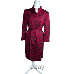 St. John Collection Knit Suit Jacket Skirt Set Animal Print Red Brown Size 12