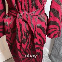 St. John Collection Knit Suit Jacket Skirt Set Animal Print Red Brown Size 12