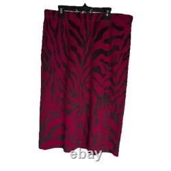 St. John Collection Knit Suit Jacket Skirt Set Animal Print Red Brown Size 12