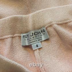 St John Collection Knit Sweater Pants Set Womens 4 Pink Short Sleeve V Neck