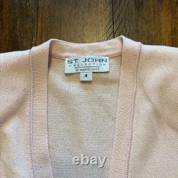 St John Collection Knit Sweater Pants Set Womens 4 Pink Short Sleeve V Neck