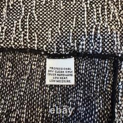 St John Collection Knit Tweed 2 Piece Suit Blazer Skirt Set Black White 14