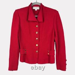 St. John Collection Knit Two Piece Suit Womens 2 Red Gold Long Sleeve Blazer