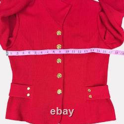 St. John Collection Knit Two Piece Suit Womens 2 Red Gold Long Sleeve Blazer