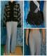 St John Collection Knits Black Blue Jacket Pants L 10 12 2pc Suit Fringes Zipper