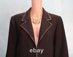 St. John Collection Knits Brown Jacket Skirt L Size 12 10 2pc Suit Studded Trim
